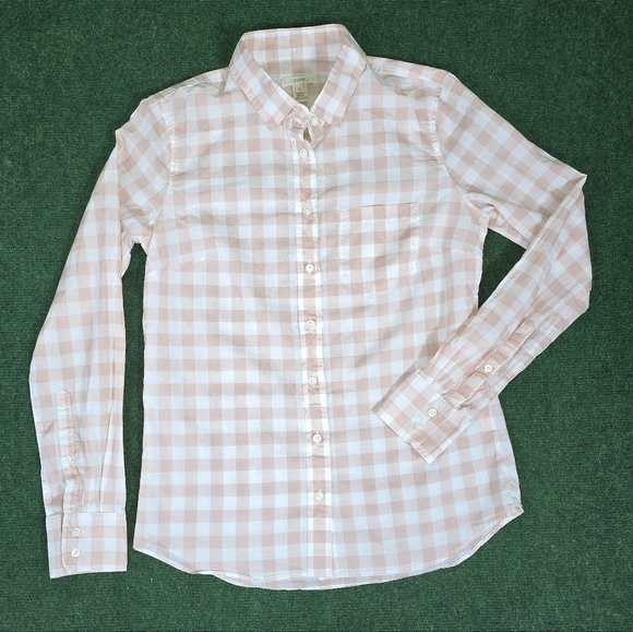J. Crew | 100% Cotton Gingham Lightweight Button Down Womens Blouse SIZE 0 - Picture 15 of 15